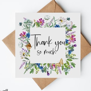 Thank You So Much Card, Floral Card, Thanks Card