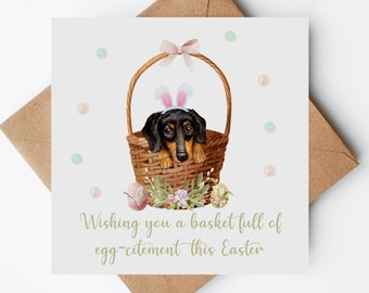 Long Haired Dachshund Dog Easter Bookmark and Greeting Card Long Haired Dachshund Dog Easter Bookmark and Greeting Card
