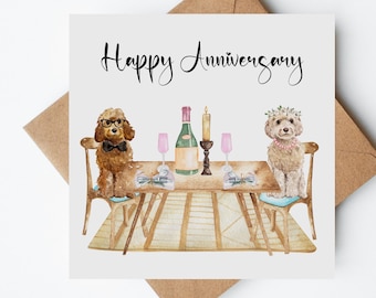 Cockapoo Anniversary Card, Happy Anniversary Card, Cockapoo Dog Card,Handmade Card, Wedding Anniversary Card