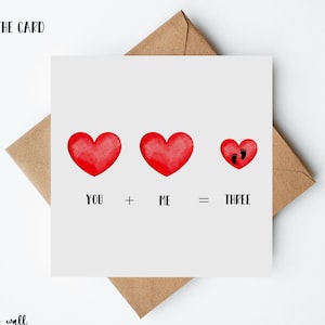 Baby Announcement For Partner, Pregnancy Reveal For Husband, You+Me=Three, Baby Announcement Card For Daddy, Valentines Baby Announcement