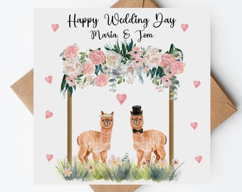 Llama Wedding Day Card, Congratulations On Your Wedding Card, Lama Wedding Card, Personalised Card