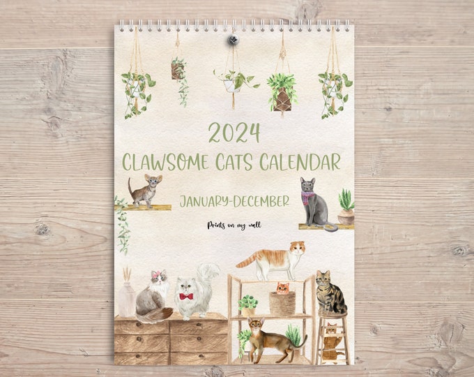 Clawsome Cats 2024 Cat Calendar, Funny Cat Calendar, 2024 Wall Calendar
