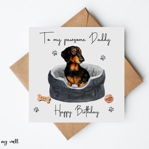 Dachshund Dad Card, Sausage Dog  Birthday Card, Cards From Dog, Dog Card, Dog Dad