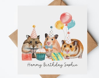 Hammy Birthday Hamster Card, Hamster Birthday Card, Personalised Card, Funny Birthday Cards