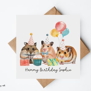 Hammy Birthday Hamster Card, Hamster Birthday Card, Personalised Card, Funny Birthday Cards