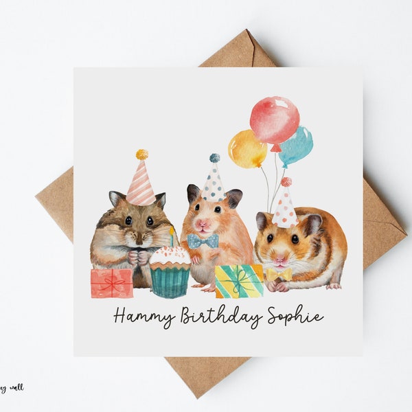 Carte d'anniversaire Hamster Hamster, carte d'anniversaire hamster, carte personnalisée, cartes d'anniversaire drôles