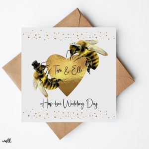 Personalised Bee Wedding Day Card, Congratulations On Your Wedding Card, Bee Wedding Card, Personalised Card, Hap-Bee Wedding Day