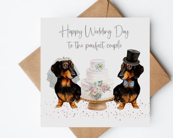 Dachshund Wedding Card, Personalised Dog Wedding Card, Card For Newlyweds, Wedding Day Cards