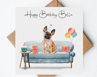 French Bulldog Birthday Card, Personalised Birthday Card, Dog Lovers Card, Handmade Cards, Dog Birthday Cards, Frenchie Dog