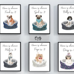 Personalised Dog Print,Various Dog Breeds, Home Is Wherever Your Dog Is, Home Prints, Wall Art, Dog Lover Gifts image 1