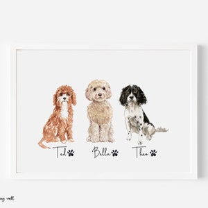 Multiple Dog Cat Print, Personalised Dog Print, Pet Prints, Dog & Cat Prints, Choice Of Breeds