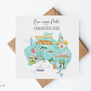 Australia Card, Moving To Australia Card, New Adventures Card, Emigrating Card, Personalised, Bon Voyage Card