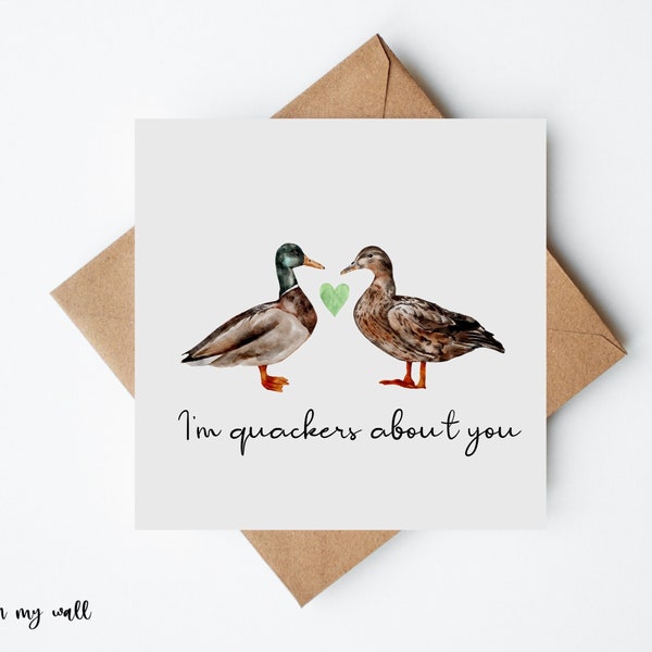 Quackers About You Entenkarte, Jubiläumskarten, süße Karten, Valentinstagskarte