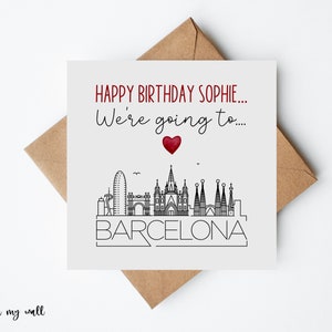 We're Going To Barcelona, Surprise Reveal Birthday Card, Personalised ,Wording Can Be Customised