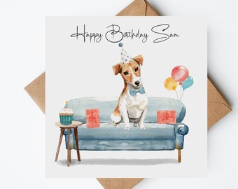 Jack Russell Birthday Card, Personalised Birthday Card, Dog Lovers Card, Handmade Cards, Dog Birthday Cards
