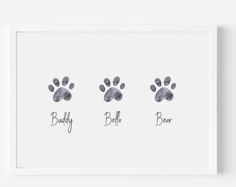 Personalised Dog Paw Print, Personalised With Dog Names