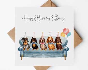 Dachshund Birthday Card, Happy Birthday Card, Sausage Dogs, Special Occassion Card, Funny Birthday Card,Personalised, Daxie Card