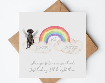 Dog Memorial Card,Custom Dog Memory Keepsakes, Various Dog Breeds, Over The Rainbow Bridge Print,Pet Loss Gift