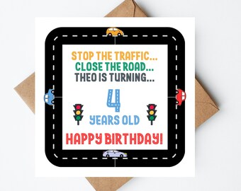 Personalised Boys Birthday Card, Card Card, Transport Card, Any Age Card