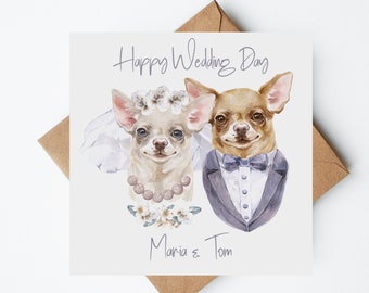 Chihuahua Wedding Card, Personalised Dog Wedding Card, Card For Newlyweds, Wedding Day Cards