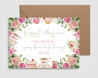 Personalised Afternoon Tea Voucher, Birthday Afternoon Tea Voucher, Afternoon Tea Gift