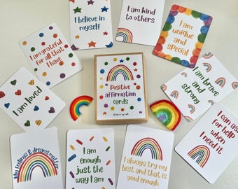 Children's Positive Affirmation Cards,Positivity Cards,Positive Mindset Cards,Kids Affirmations, Children's Christmas Gift,Set Of 10