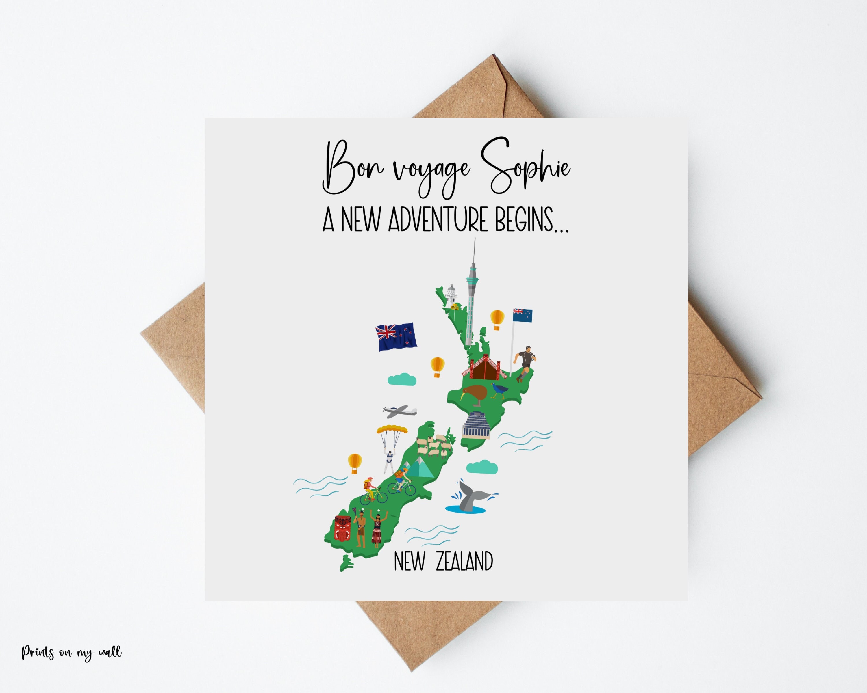 New Zealand Card, Moving to New Zealand Card, New Adventures Card
