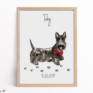 Scottish Terrier Print, Personalised Scottie Wall Art, Custom Dog Prints, Gifts For Dog Lovers, Home Prints, Wall Decor