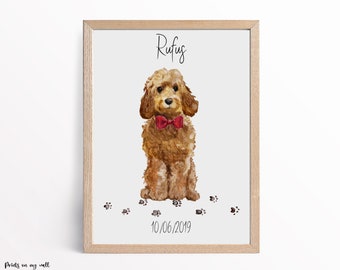 Impression personnalisée cockapoo, décoration personnalisée chien, cadeaux cockapoo, cadeaux pour amoureux des chiens, décoration murale chien
