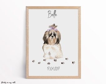 Shih Tzu Personalized Print, Dog Wall Art, Dog Memorial Gift