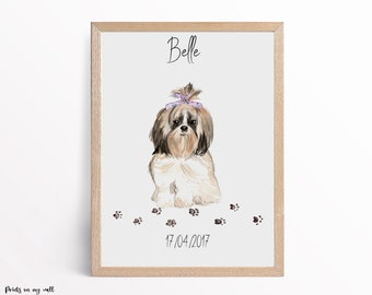 Shih Tzu gepersonaliseerde print, hondenliefhebber geschenken, kunst aan de muur hond, huisafdrukken, woondecoratie, Shih Tzu geschenken