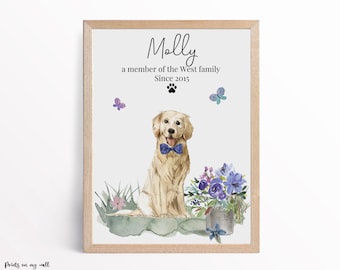 Impression Golden retriever, oeuvre d'art murale personnalisée, cadeaux pour amoureux des chiens, impressions maison