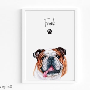 Bulldog Personalised Print, English Bulldog, Dog Print, Personalised Dog Portrait