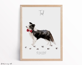 Collies gepersonaliseerde print, ruwe collie, border collie, witte collie, hondenliefhebber geschenken, kunst aan de muur hond, home prints, decor van het huis