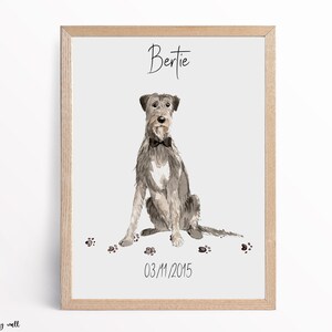 Irish Wolfhound Dog Print, Personalised Dog Wall Art, Custom Dog Prints, Gifts For Dog Lovers, Home Prints, Wall Decor