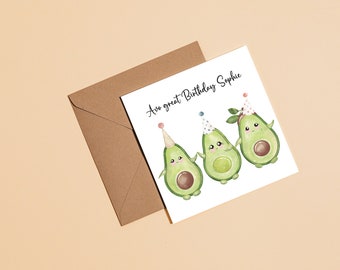 Lustige Avocado-Geburtstagskarte Von Old English Co. – „Avo Gret Birthday!“ Mit Blanko-Innenseite & Umschlag