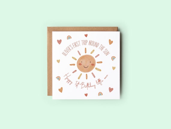 Personalised First Birthday Card,First Time Around The Sun, Cards For Daughter, 1st Birthday,Card For Niece,Card For Granddaughter