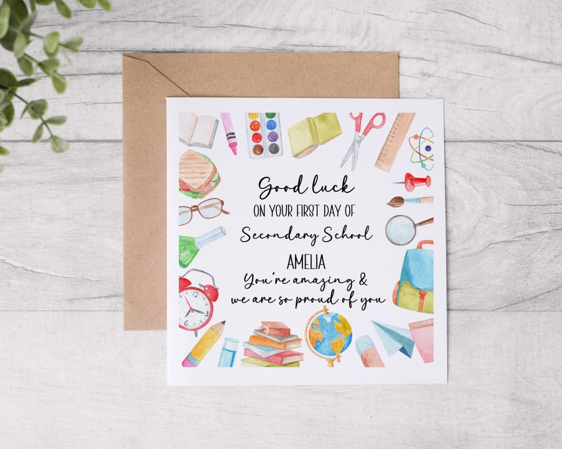 Personalized Good Luck Secondary School Card - Etsy