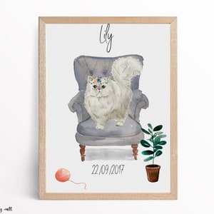 Persian Cat Print, Personalised Cat Wall Art,Cat Lover Gifts, Custom Cat Decor, Home Prints, Choice Of Designs