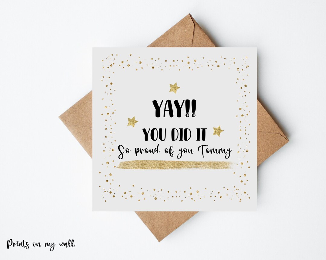 Personalised Congratulations Card Yay You Did It so Proud of - Etsy