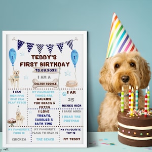 FILE DIGITALE Stampe di compleanno per cani, poster di compleanno per cani maschi e femmine, varie razze di cani, decorazioni di compleanno personalizzate, cartelli di compleanno, stampa a casa
