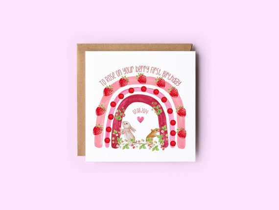 Personalised Berry First Birthday Card, Daughter, Niece, Granddaughter, Berry 1st