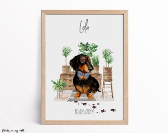 Dachshund Personalised Print,Dog Wall Art,Sausage Dog Decor, Dog Gifts,Home Prints, Home Decor