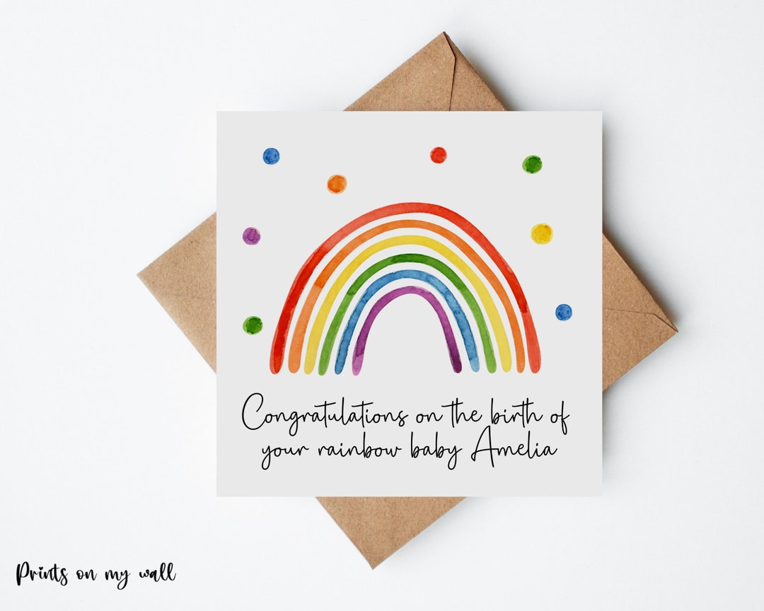 Congratulations Rainbow Baby Card Personalised New Baby Card Etsy