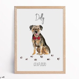 Border Terrier Print, Personalised Dog Wall Art, Custom Dog Prints, Gifts For Dog Lovers, Home Prints, Wall Decor