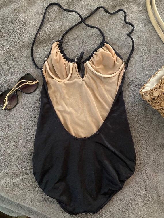 Vintage 1970s black one piece swimsuit. Small / X… - image 4