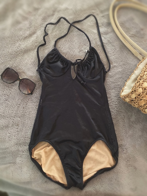 Vintage 1970s black one piece swimsuit. Small / X… - image 2