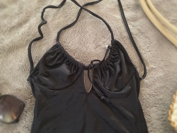 Vintage 1970s black one piece swimsuit. Small / X… - image 3