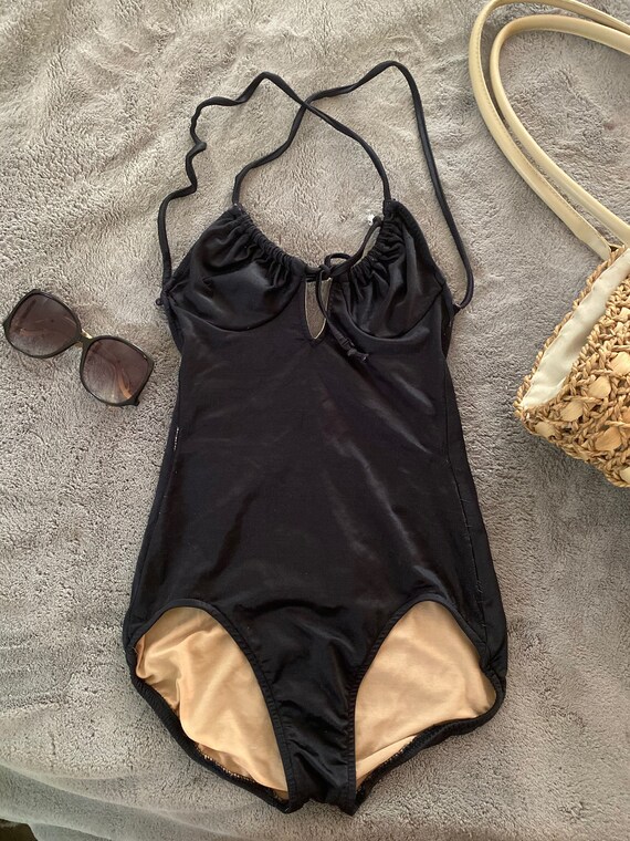 Vintage 1970s black one piece swimsuit. Small / X… - image 5