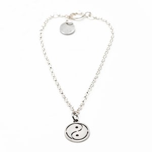 Inner Peace Bracelet with, Yin & Yang or Peace Pendant in Sterling Silver, Gold Filled, and Rose-Gold Filled Chain.